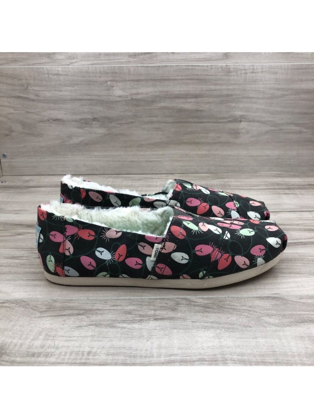 Toms Shoes Womens 6 Alpargata Forged Iron Tree Lights Glow In the Dark Lined